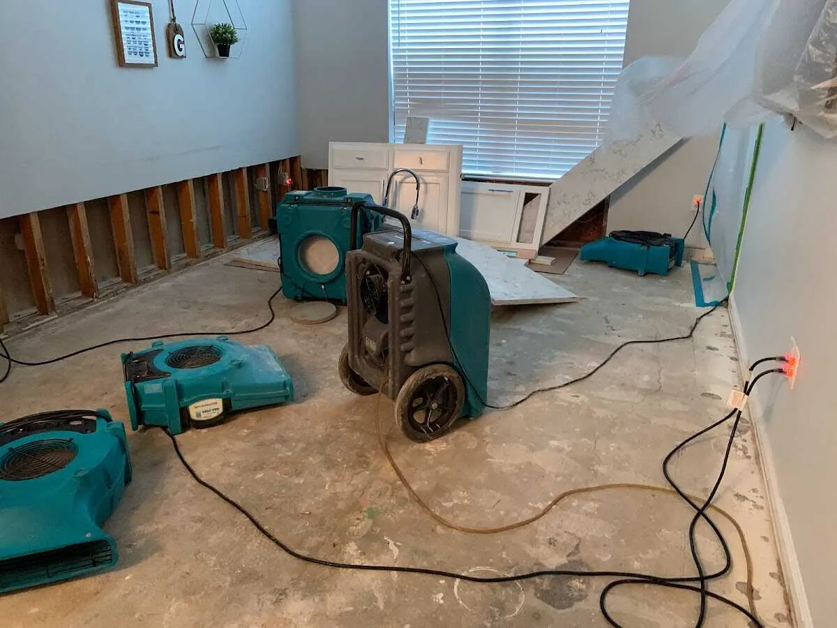 Dehumidifier in flood-cut room for Water Damage Restoration in Jonesborough